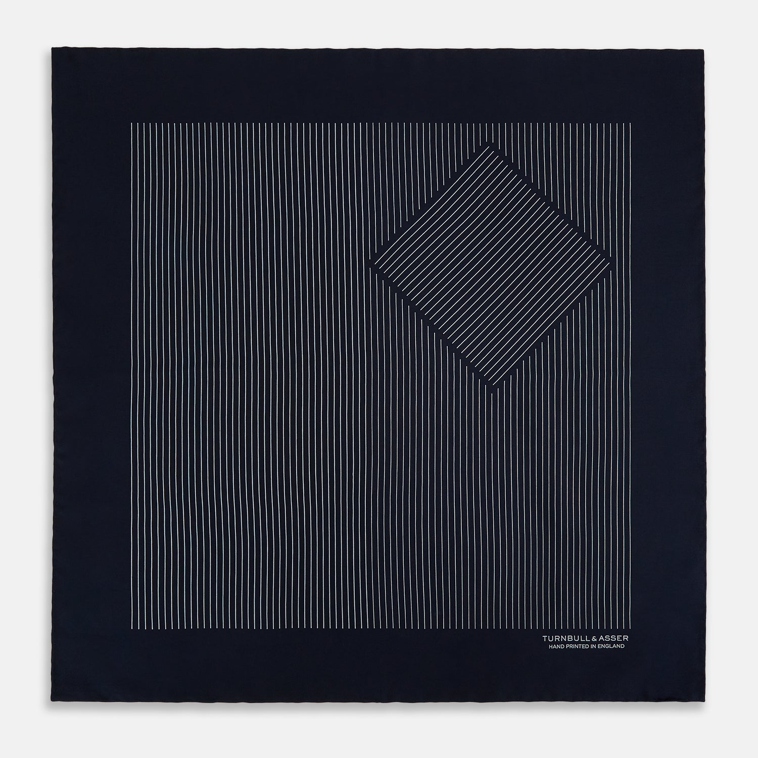 Navy and Grey Stripe Silk Pocket Square