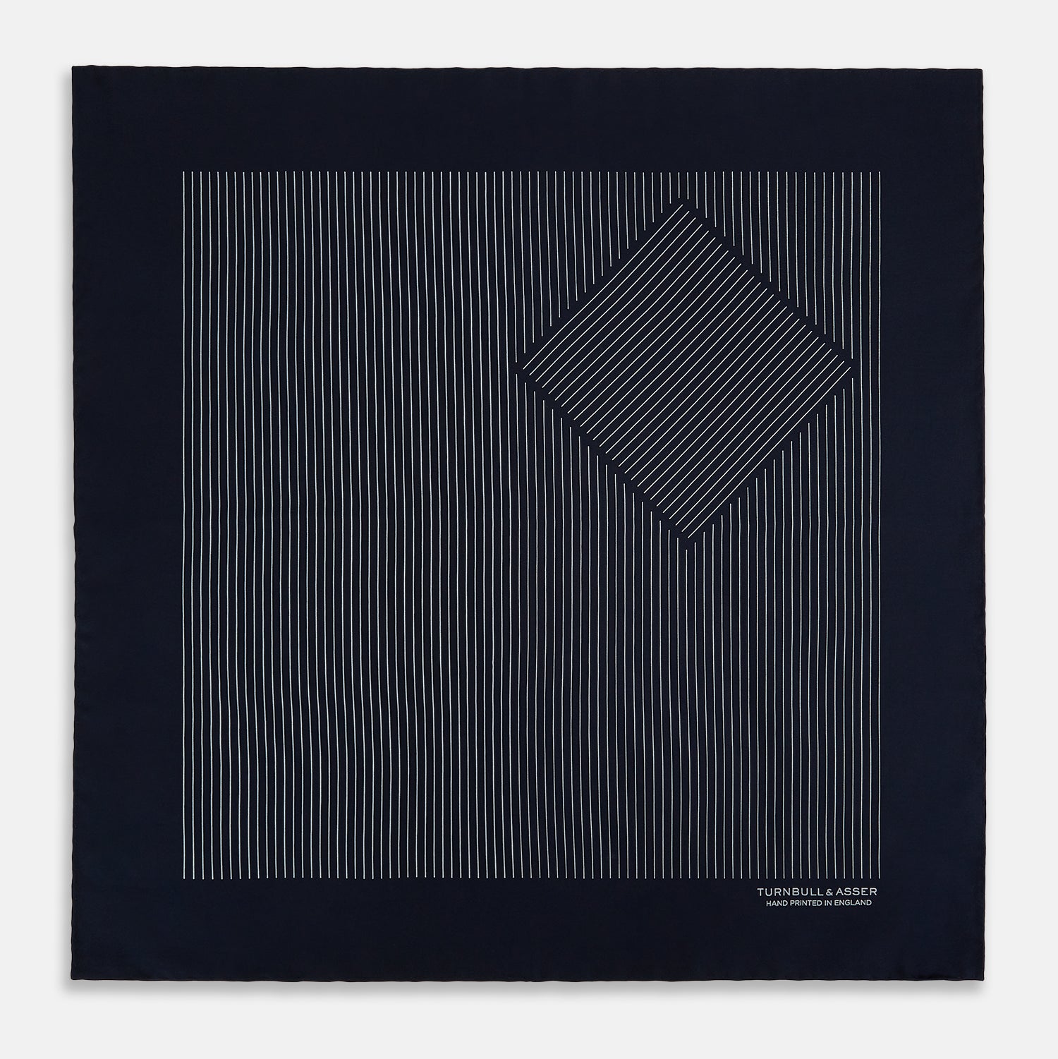 View 4 of product Navy and Grey Stripe Silk Pocket Square