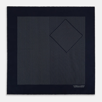 Navy and Grey Stripe Silk Pocket Square Image 3