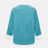 View 3 of product Turquoise Track Stripe Shirt with Contrast T&A Collar and Cuffs