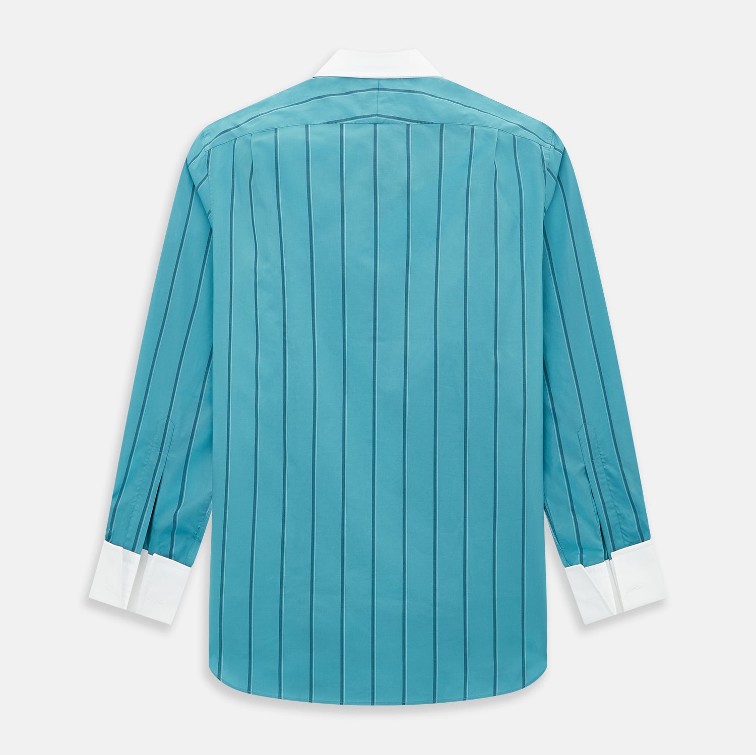View 3 of product Turquoise Track Stripe Shirt with Contrast T&A Collar and Cuffs