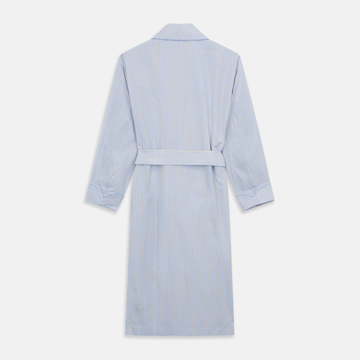View 5 of product Blue and Yellow Check Poplin Cotton Dressing Gown