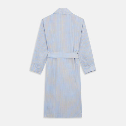 Blue and Yellow Check Poplin Cotton Dressing Gown Image 4