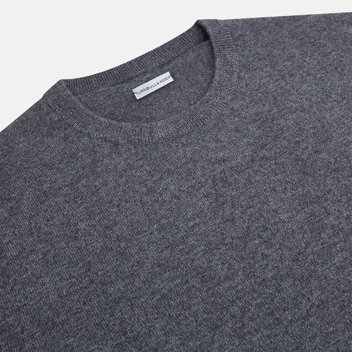 Melange Grey Crew Neck Cashmere Jumper Image 1