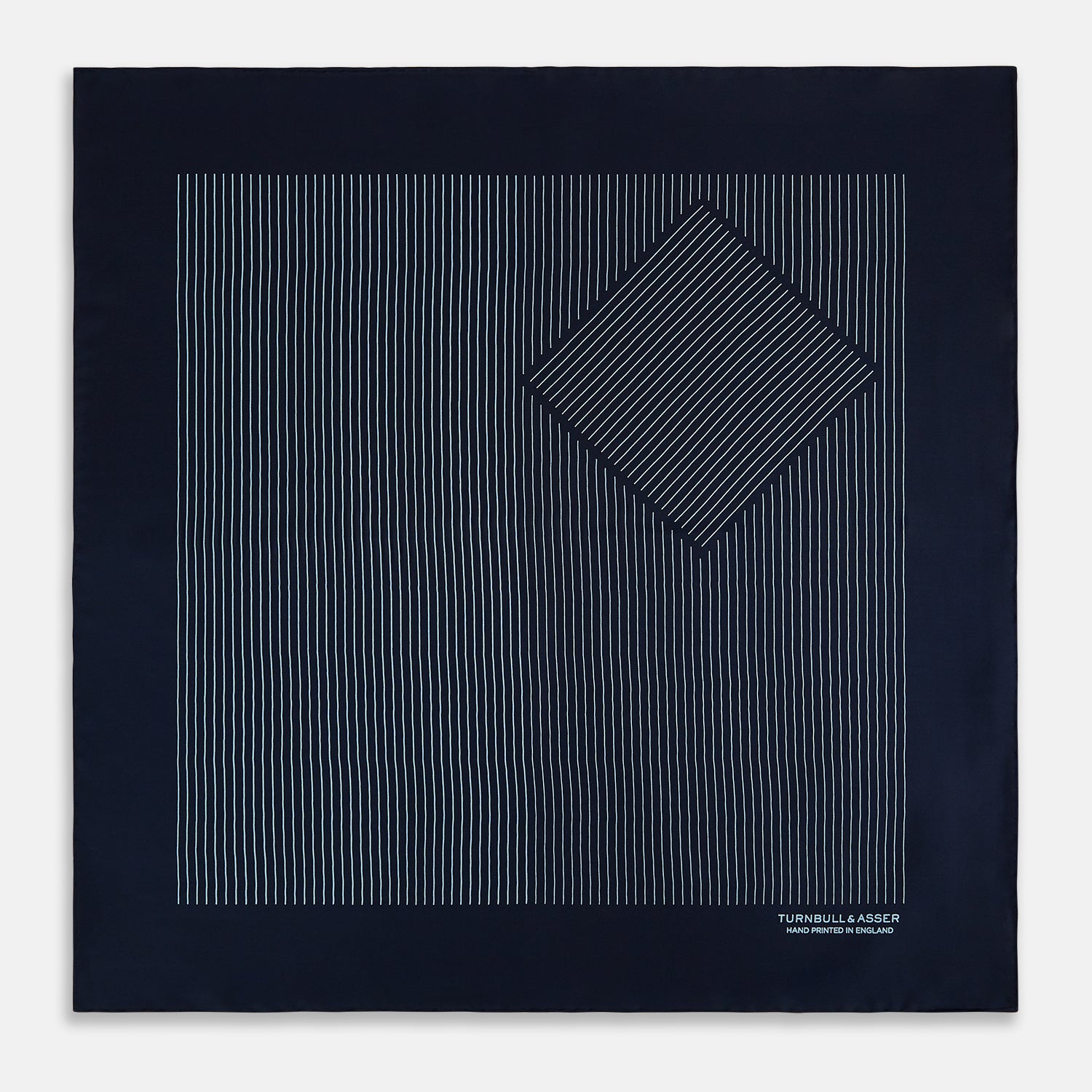 View 3 of product Navy and Light Blue Stripe Silk Pocket Square