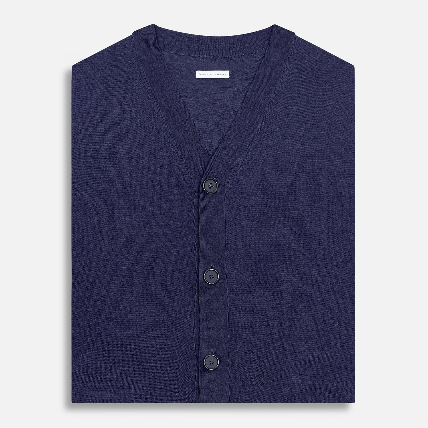 View 4 of product Navy Fine Merino V-Neck Sleeveless Cardigan