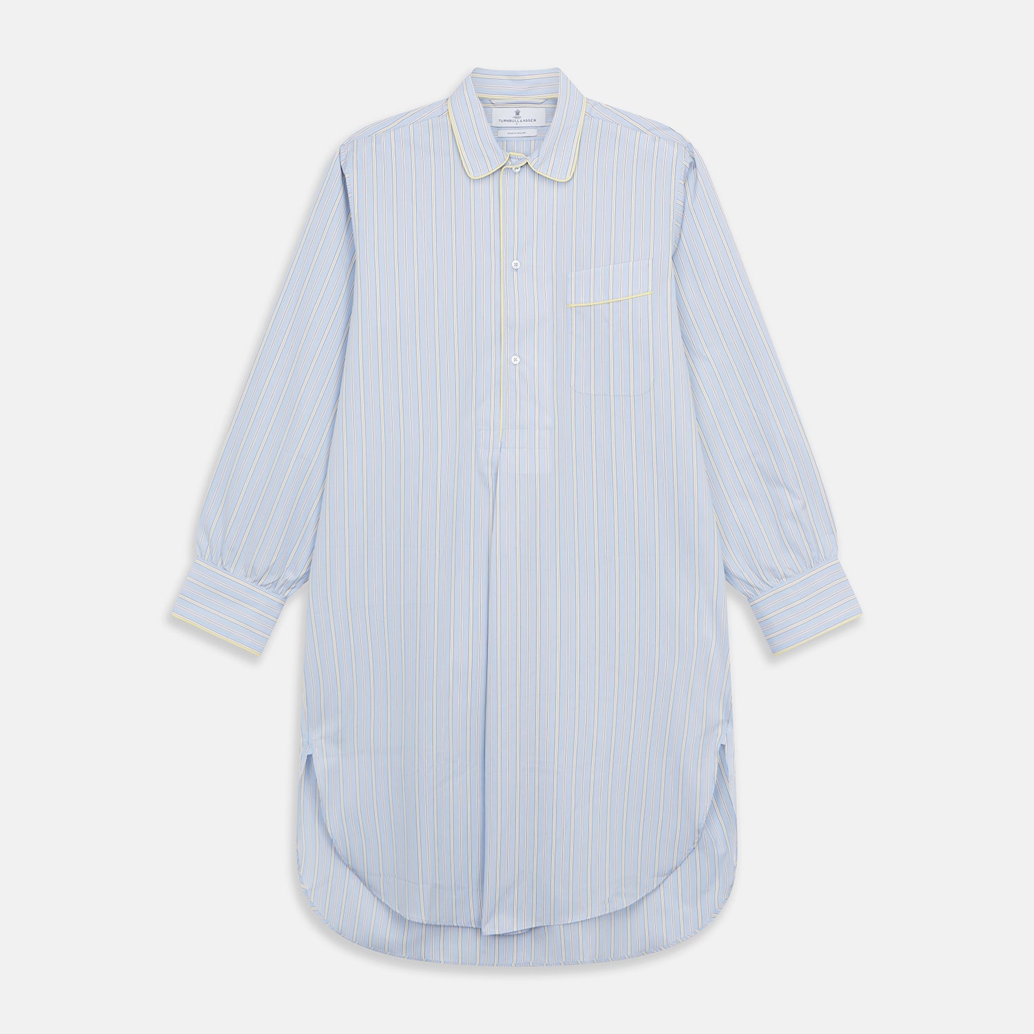 View 1 of product Blue and Yellow Stripe Poplin Cotton Nightshirt
