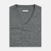 View 4 of product Grey Melange Cashmere V-neck Jumper
