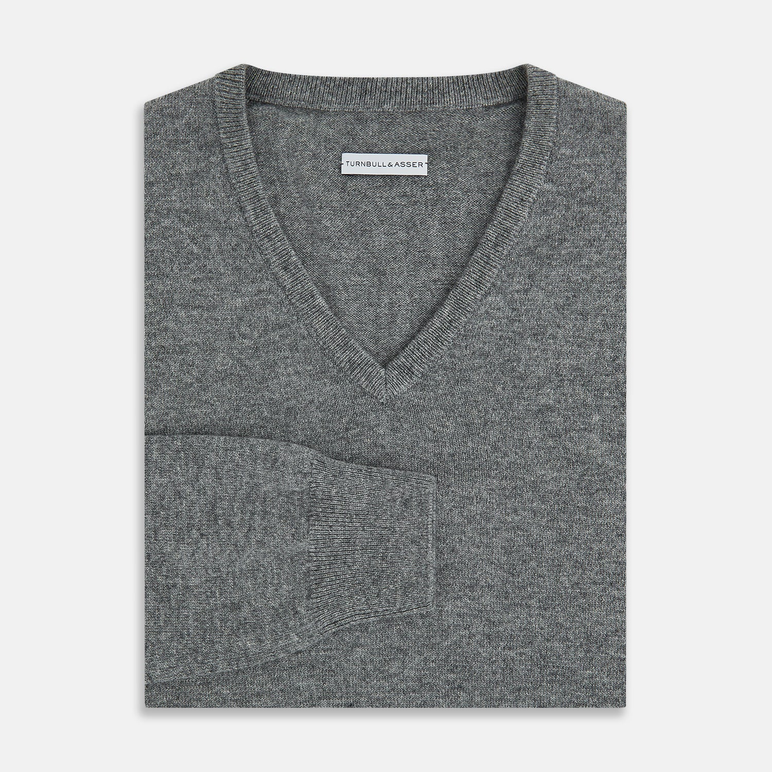 View 4 of product Grey Melange Cashmere V-neck Jumper