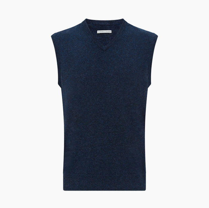 Navy Melange V-neck Cashmere Vest Image 3