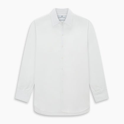 WHITE ROYAL OXFORD COTTON WINDSOR SHIRT WITH TURNBULL OPEN COLLAR AND 3-BUTTON CUFFS Image 8