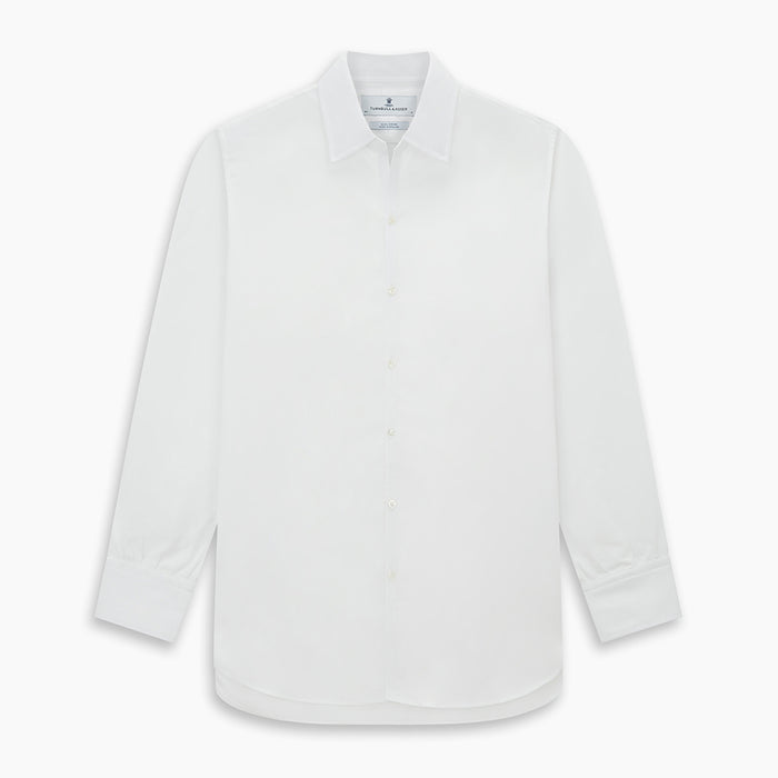 WHITE ROYAL OXFORD COTTON WINDSOR SHIRT WITH TURNBULL OPEN COLLAR AND 3-BUTTON CUFFS Image 8