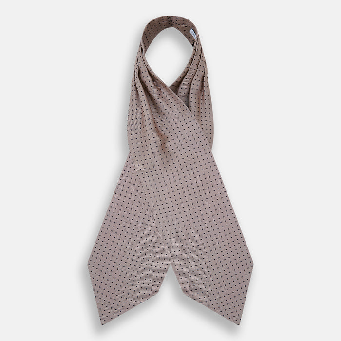 Navy and Lilac Micro Dot Silk Cravat Image 1