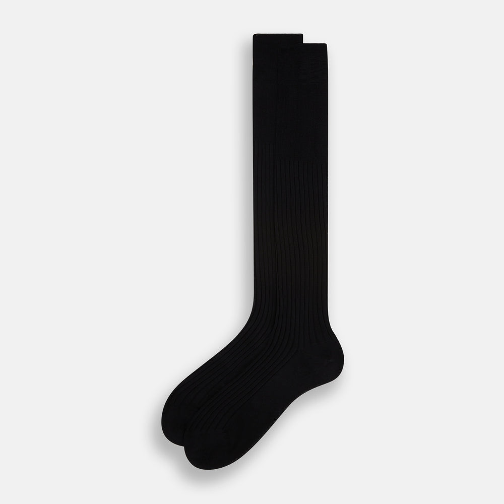 Black Cotton Long Socks