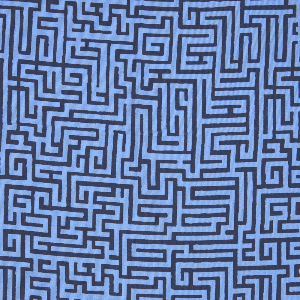 Blue Maze Silk Pocket Square