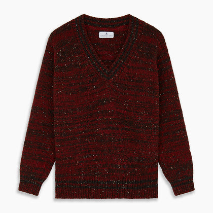 Russet Red Melange Wool Hafod Cricket Jumper Image 3