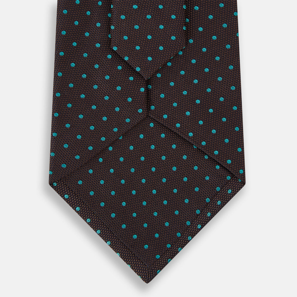Turquoise and Forest Green Micro Dot Silk Tie