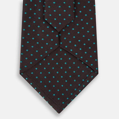 Turquoise and Forest Green Micro Dot Silk Tie Image 2