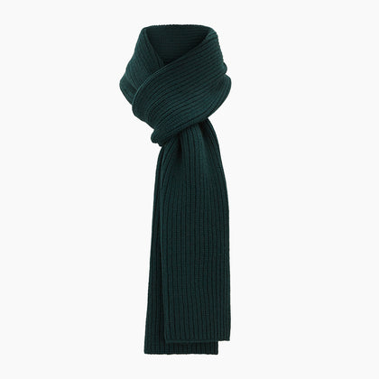 Forest Green Rib-Knit Cashmere Scarf Image 3