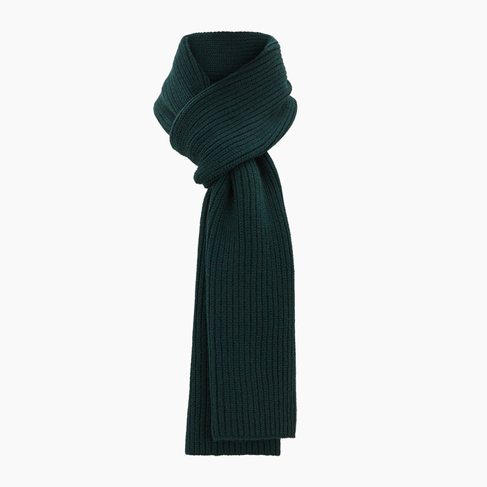 Forest Green Rib-Knit Cashmere Scarf Image 3