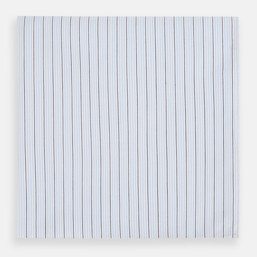 Hand Rolled Blue Multi Stripe Handkerchief