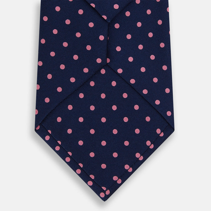 Pink Dot and Navy Silk Tie Image 2