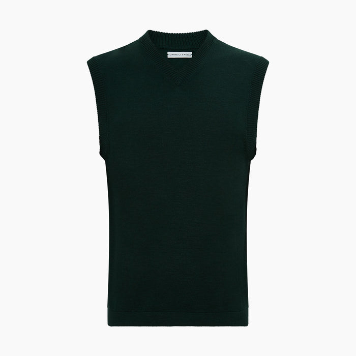 Forest Green Fine Merino V-Neck Vest Image 3