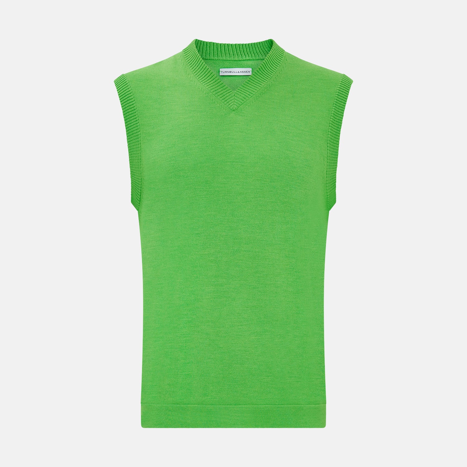 View 1 of product Lime Green Fine Merino V-Neck Vest