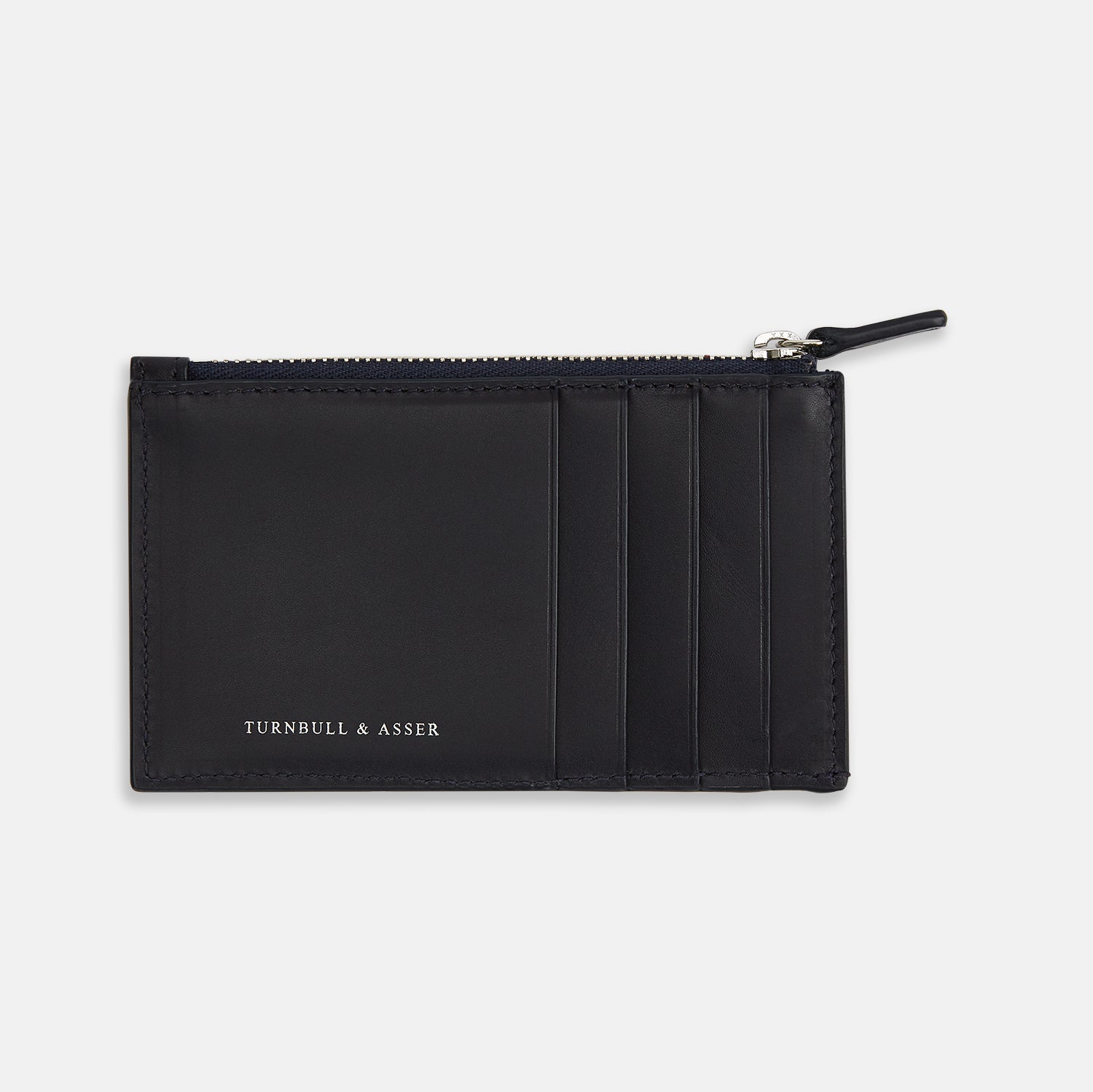 View 1 of product Navy Leather Zip Coin and Card Holder