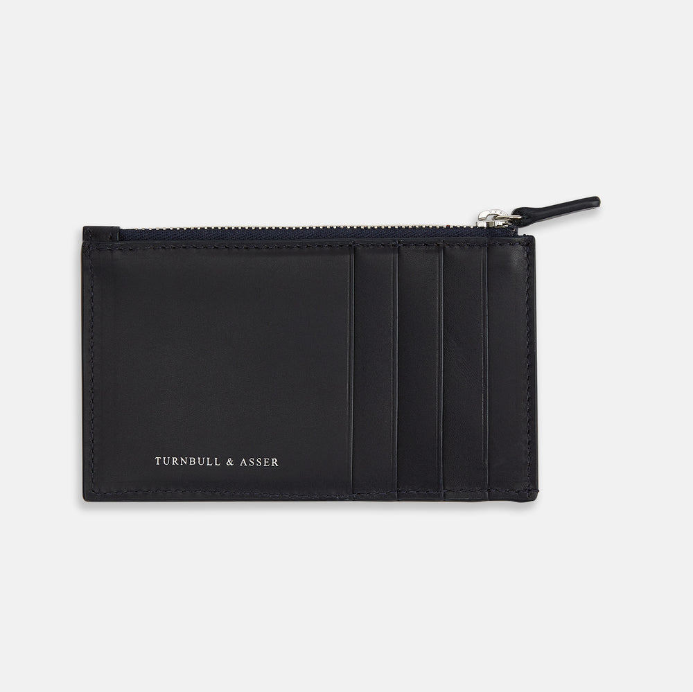 Navy Leather Zip Coin and Card Holder