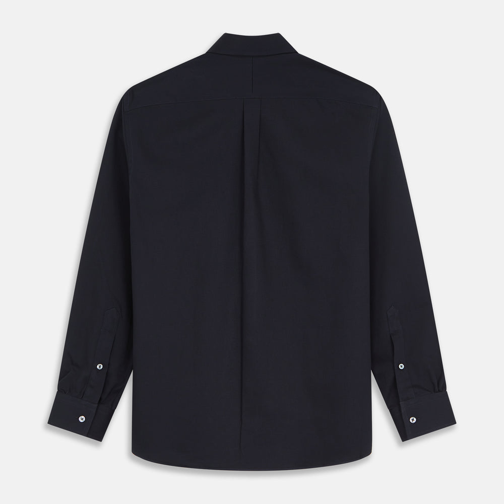 Navy Weekend Fit Hayne Shirt With Dorset Collar And 1-Button Cuffs