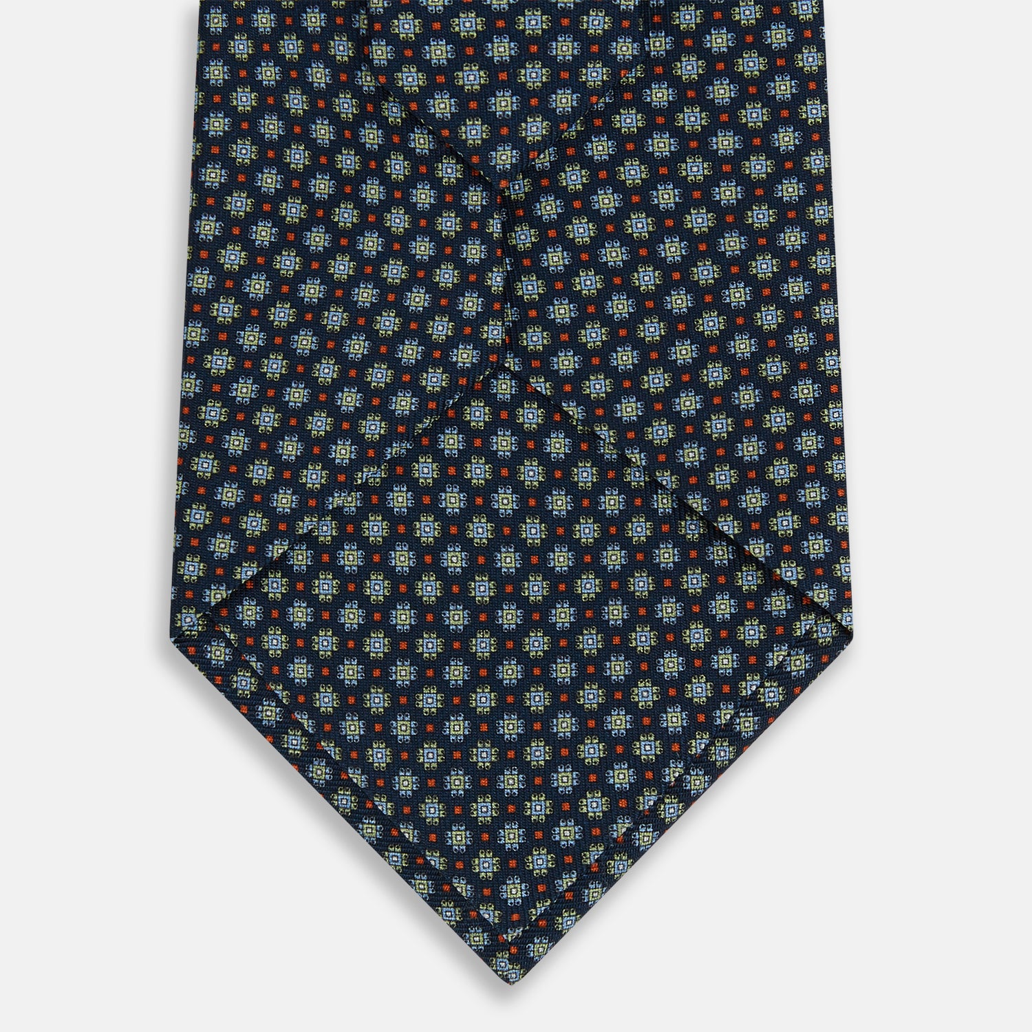 View 3 of product Navy Geometric Floral Silk Tie
