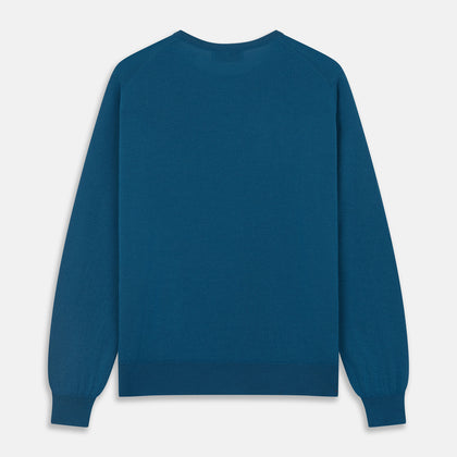 Ocean Blue Merino Kingston Crew Neck Jumper Image 3