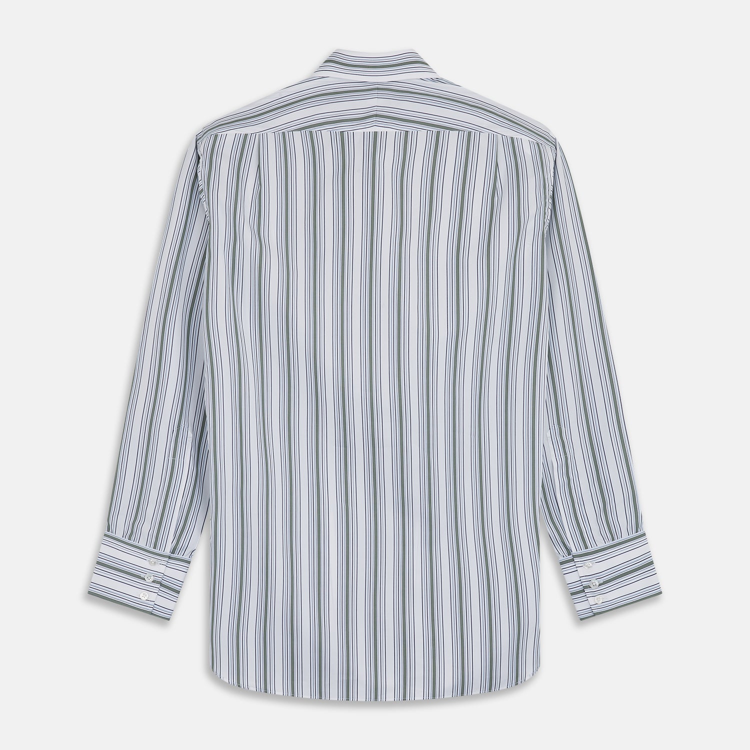 View 5 of product Green Multi Stripe Regular Fit Shirt with T&A Collar & 3 Button Cuffs