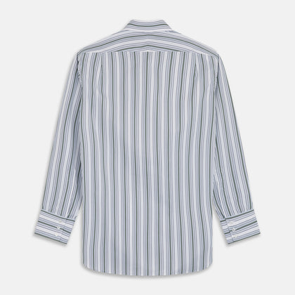 Green Multi Stripe Regular Fit Shirt with T&A Collar & 3 Button Cuffs Image 4