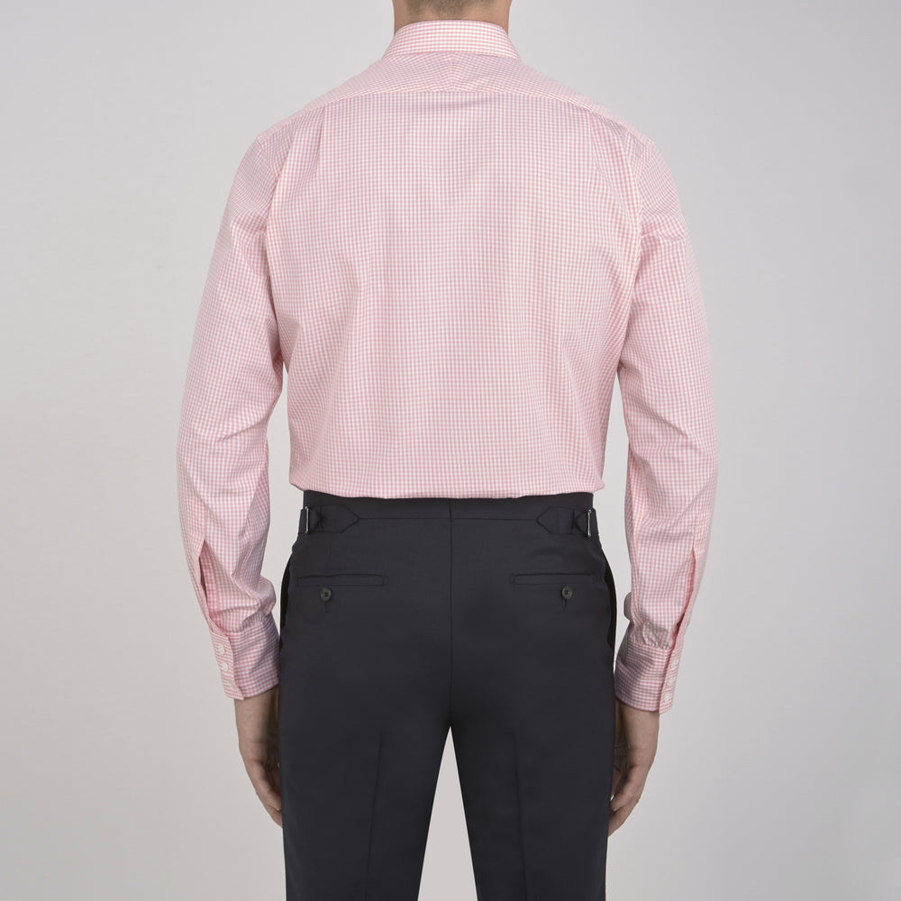 Light Pink Gingham Check Shirt with T&amp;A Collar and 3-Button Cuffs