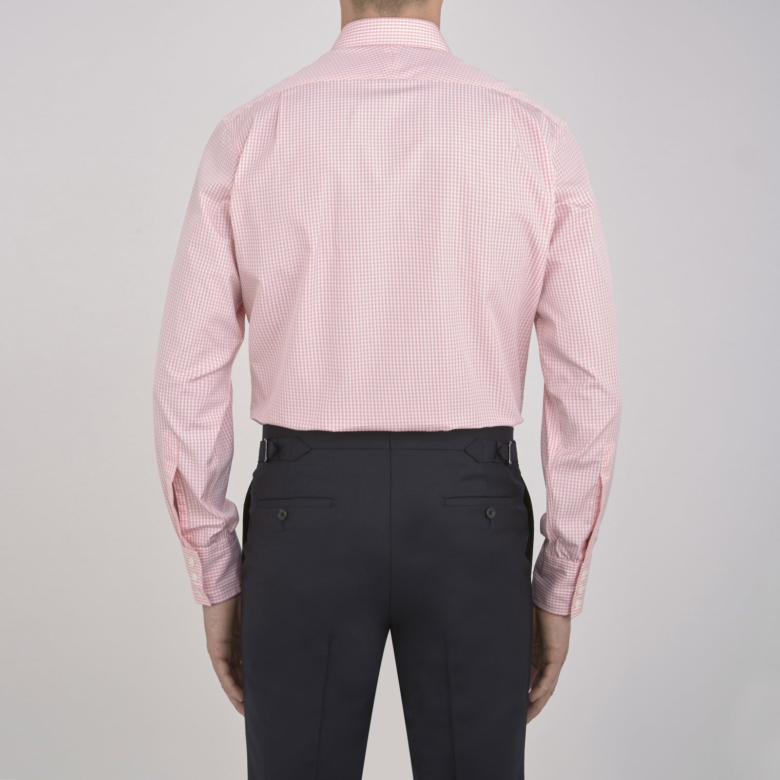 View 3 of product Light Pink Gingham Check Shirt with T&amp;A Collar and 3-Button Cuffs