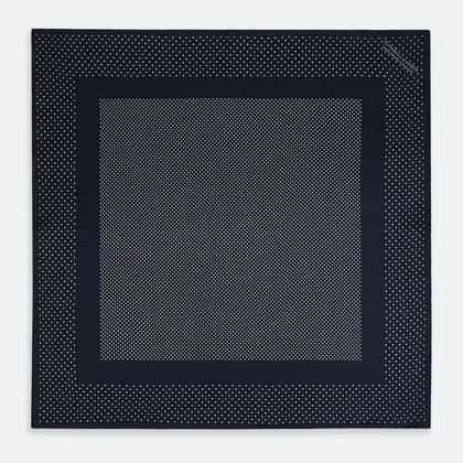 Navy and Grey Dot Silk Pocket Square Image 3