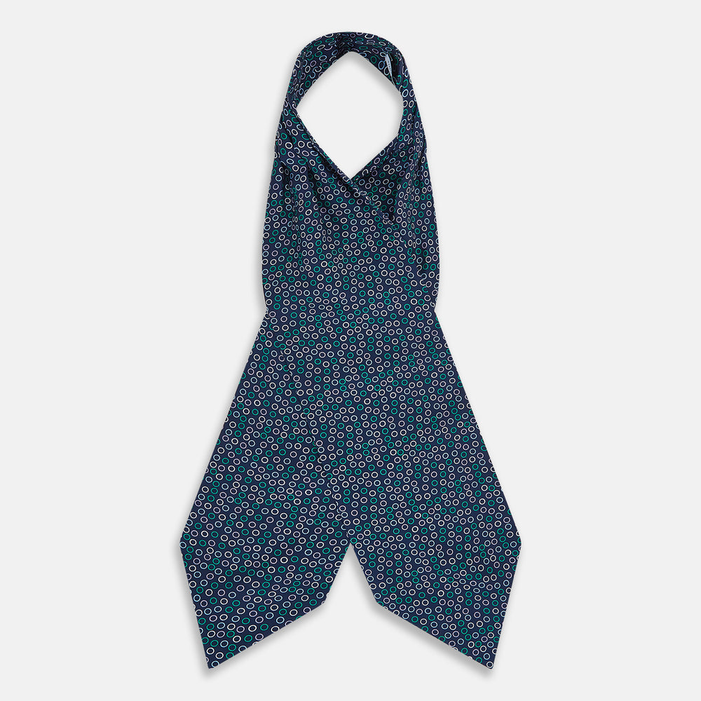 Multicoloured Dark Navy Circle Silk Cravat