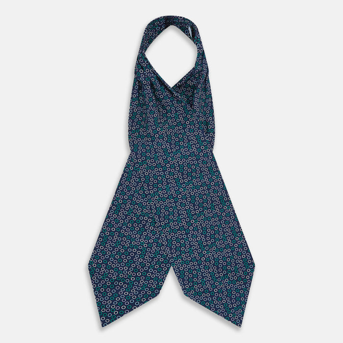 Multicoloured Dark Navy Circle Silk Cravat Image 1