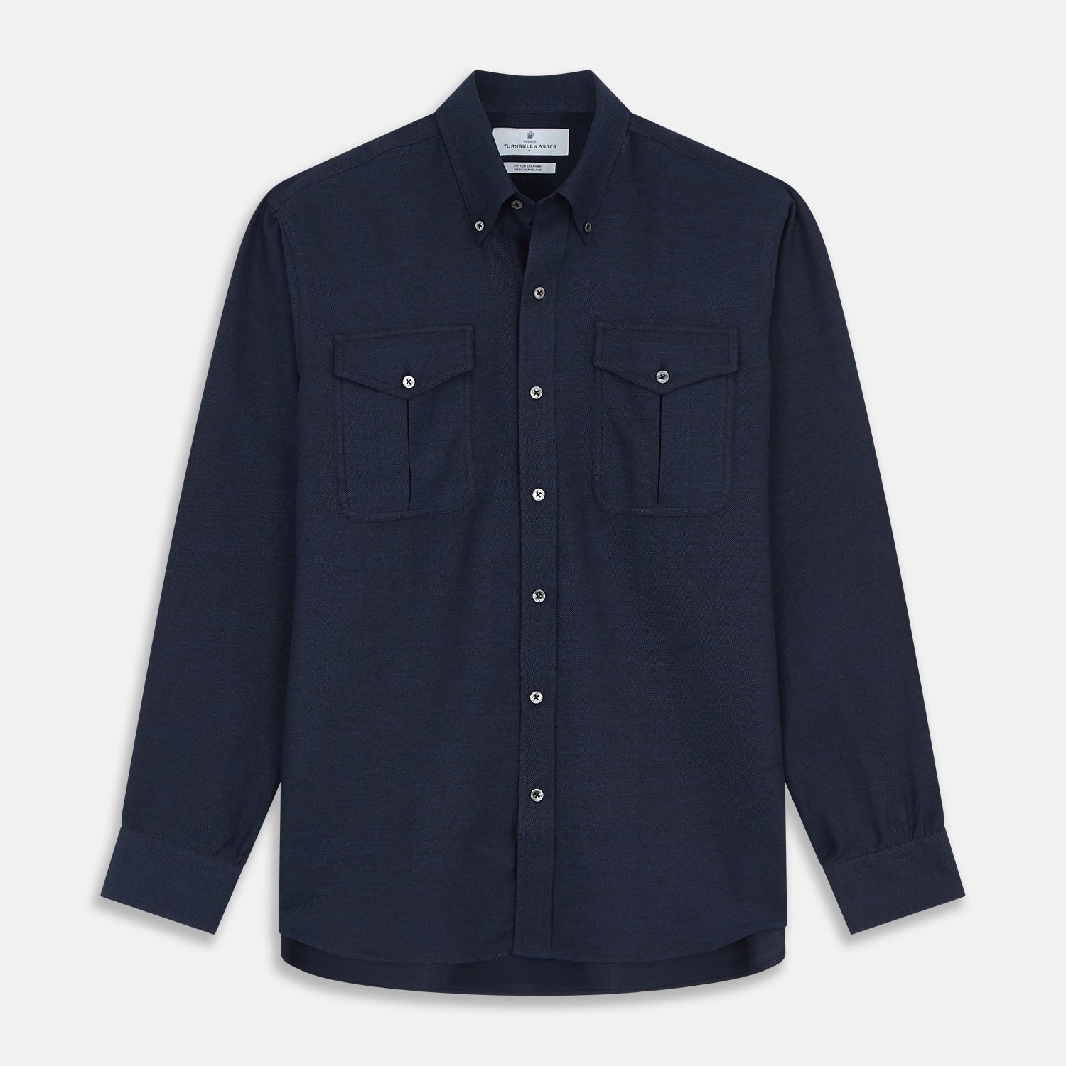View 1 of product Navy Weekend Fit Nevis Cotton-Cashmere Shirt With Dorset Collar And 1-Button Cuffs