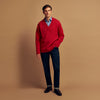 View 2 of product Raspberry Red Cashmere Edwards V-Neck Sweater