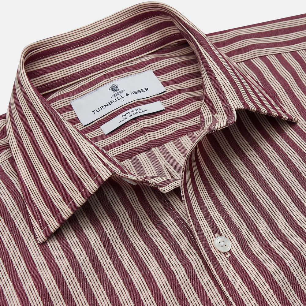 Burgundy Multi Stripe Weekend Fit Wool Shirt with Derby Collar and 1 B – Turnbull & Asser US