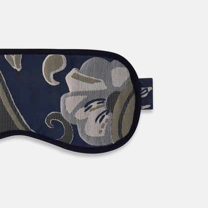 Navy Bloomsbury Jacquard Cashmere Lined Sleep Mask and Bag Image 2