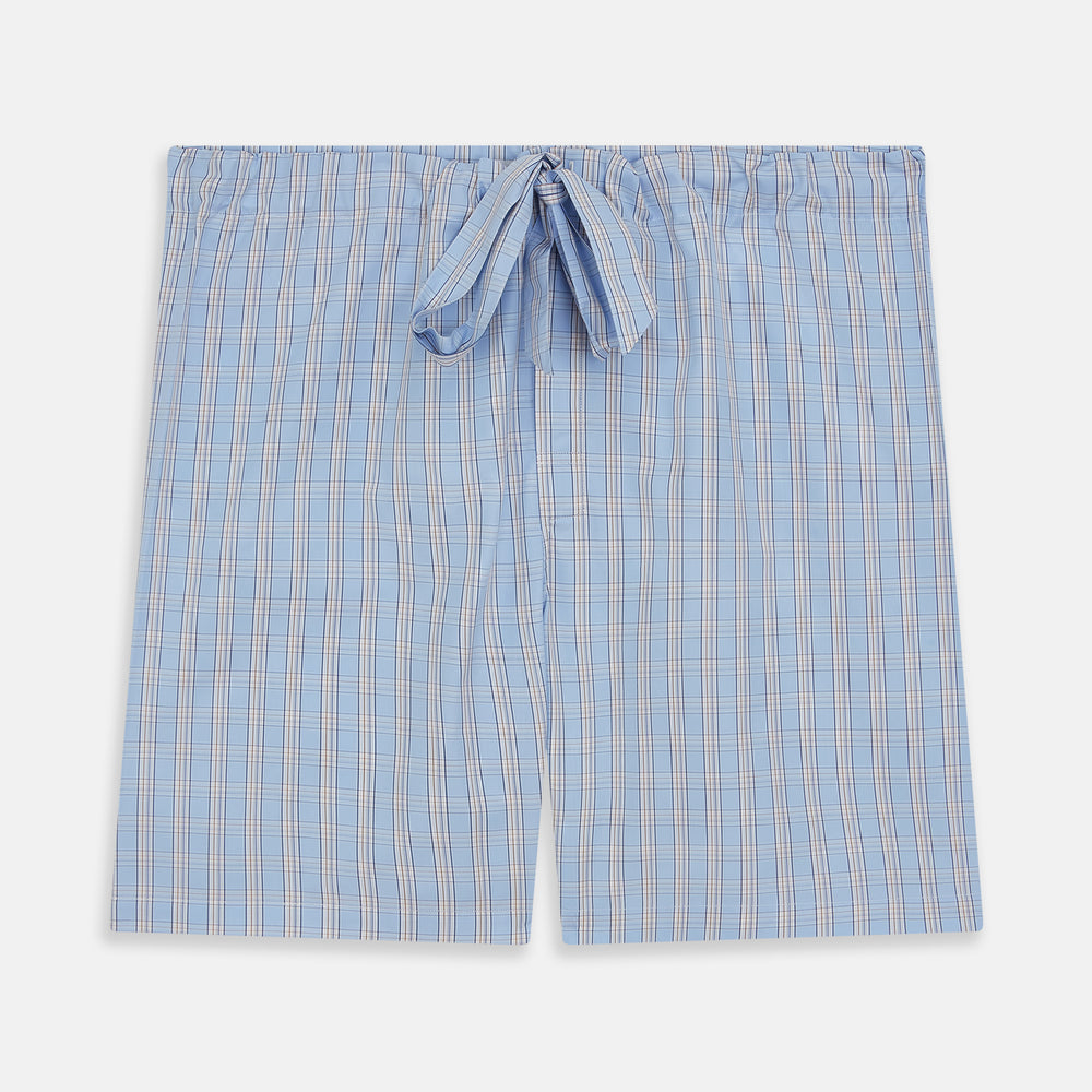 Pale Blue Multi Check Cotton Duffield Pyjama Shorts
