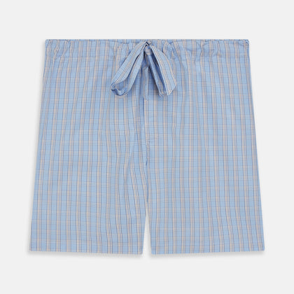 Pale Blue Multi Check Cotton Duffield Pyjama Shorts