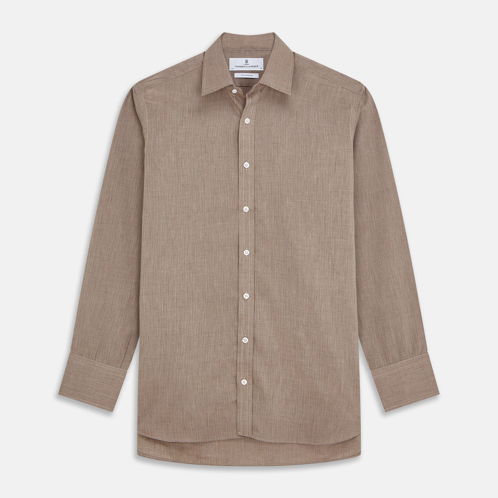 Camel Cotton Melange Regular Fit Mayfair Shirt