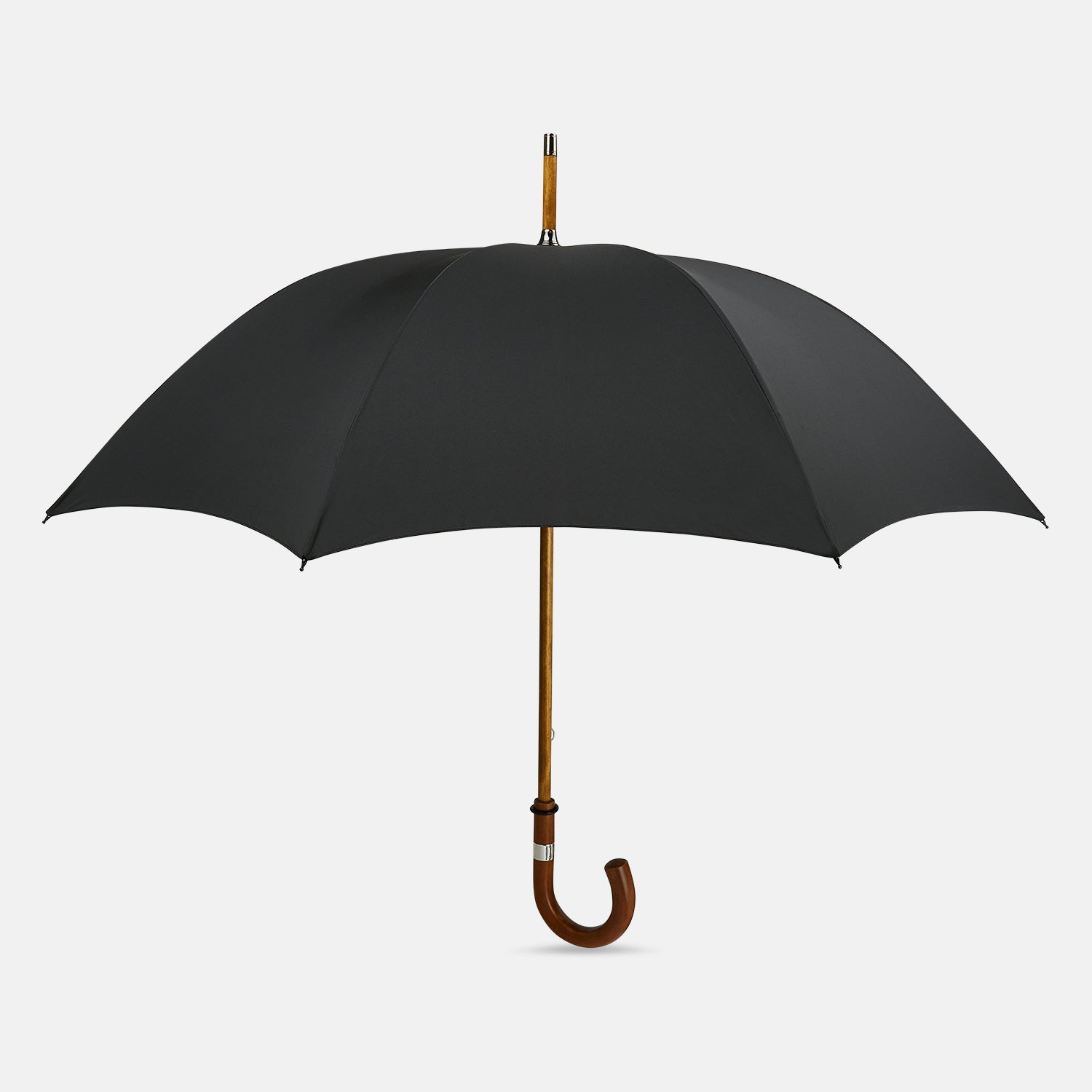 View 1 of product Black Traveller Umbrella with Malacca Crook Handle