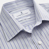 View 2 of product Navy & Blue Stripe Weekend Fit Shirt with Derby Collar and Single Button Cuffs