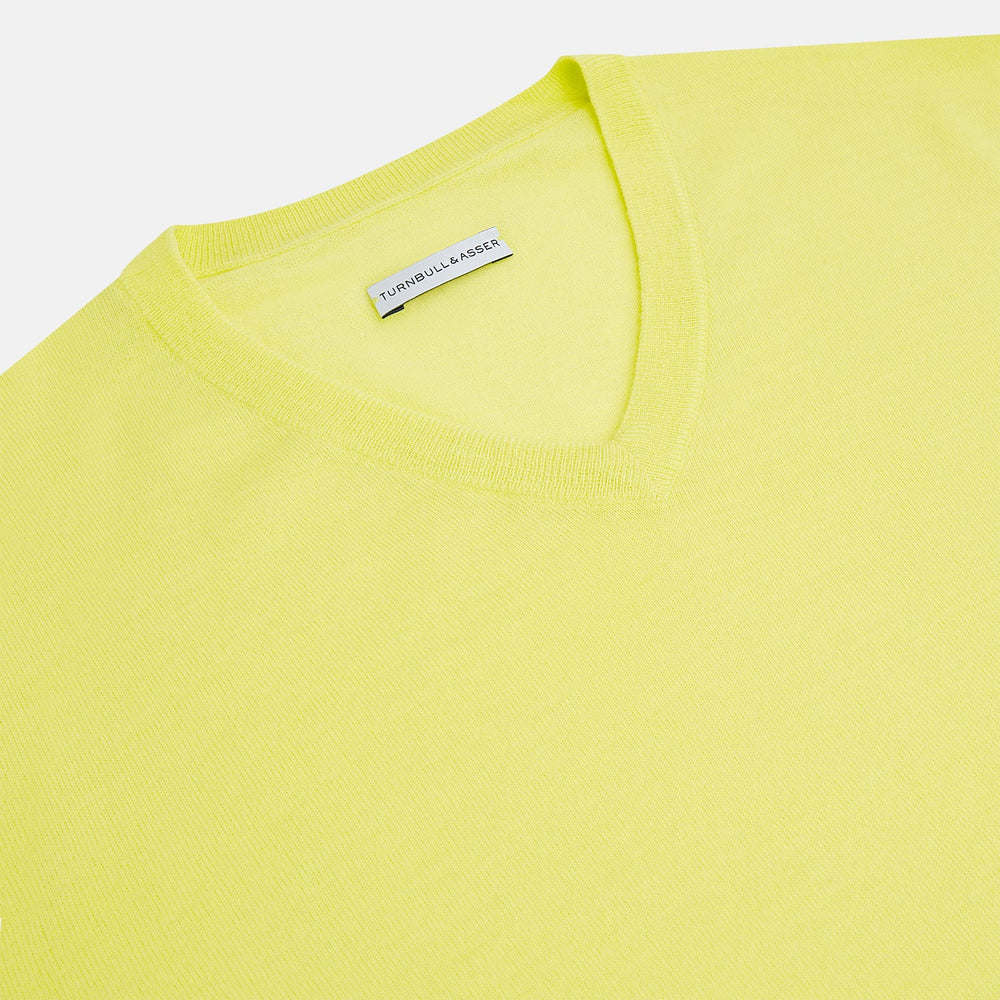 Bright Yellow Cashmere V-neck Jumper
